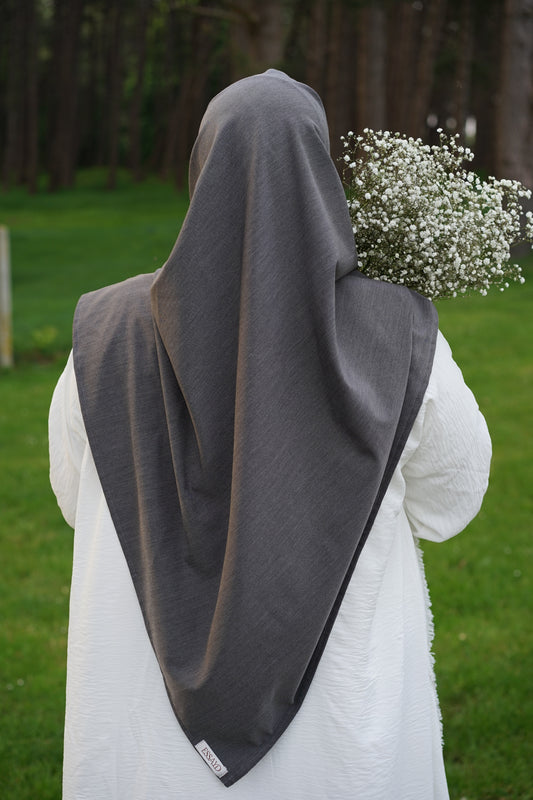 Hijab lin gris foncé
