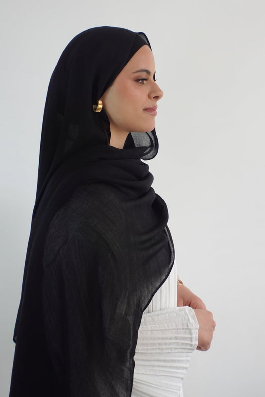 Hijab de qualité modal rayonne fibre naturelle doux et leger modest hijabi Hidjab hijeb 100% modal Black noir