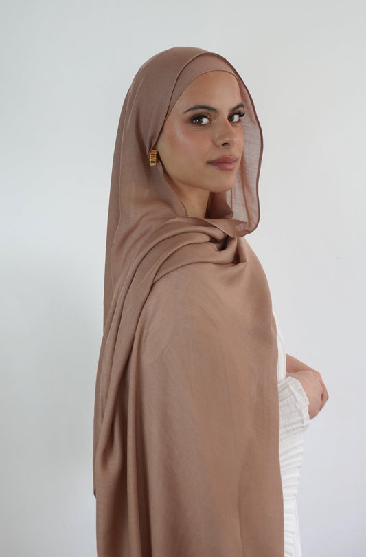 Hijab de qualité modal rayonne fibre naturelle doux et leger modest hijabi Marron désert