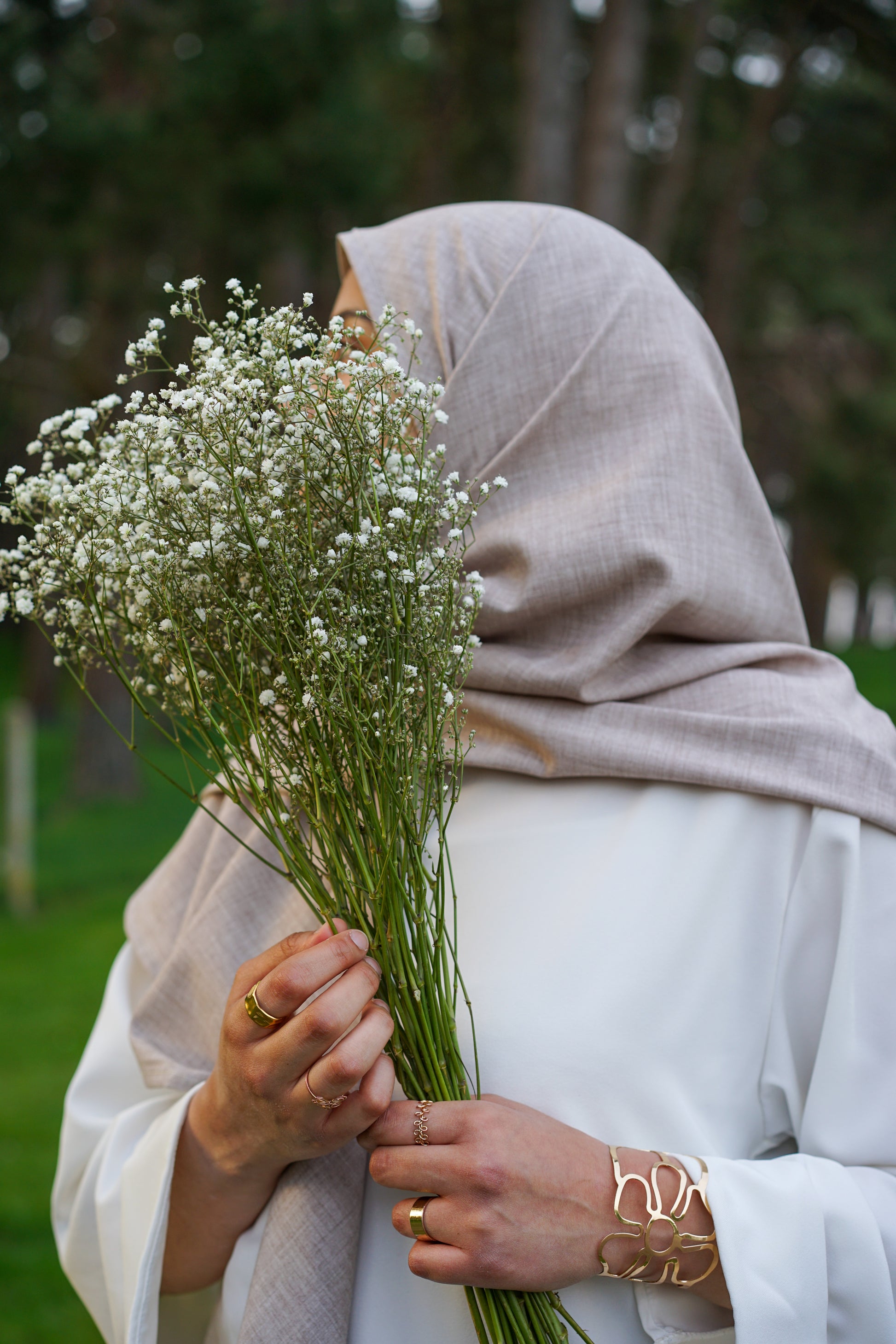 Hijab triangle lin beige nude 