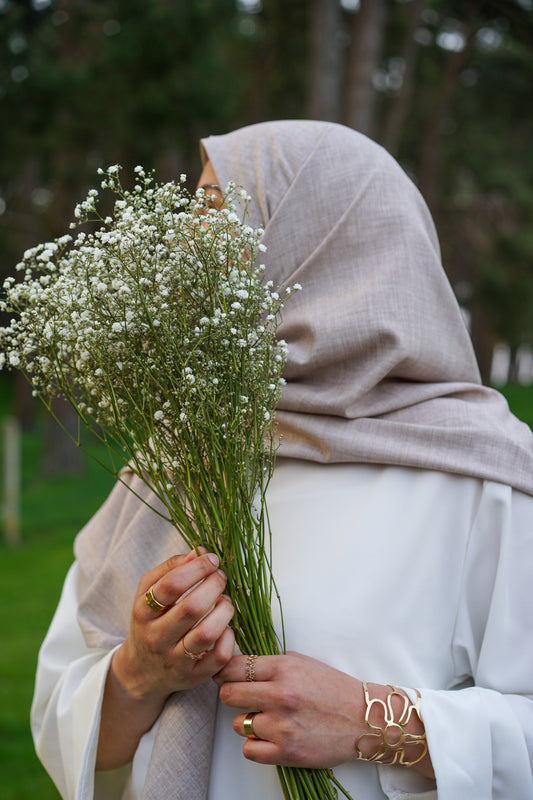Hijab triangle lin beige nude 