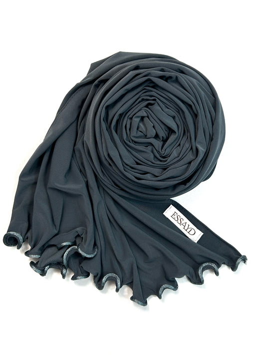 Hijab Jersey Premium de luxe bouclé bleu mode modeste