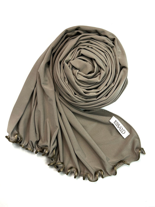 Hijab Jersey Premium de luxe bouclé vert sauge mode modeste