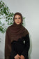 Voile musulman Hijab modal dentelle marron chocolat avec bonnet tube assorti offert
