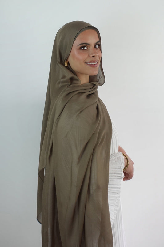 Hijab de qualité modal rayonne fibre naturelle doux et leger  modest hijabi Vert kaki
