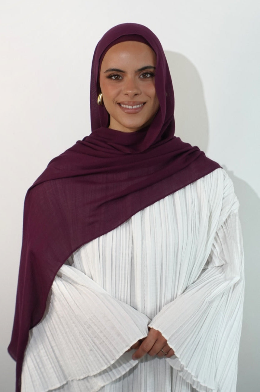 Hijab de qualité modal rayonne couleur prune violet fibre naturelle doux et leger  modest hijabi 