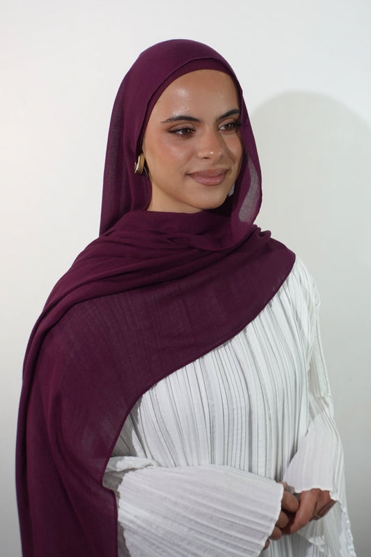 Hijab modal prune Cherry Hijab de qualité modal rayonne fibre naturelle doux et leger modest hijabi
